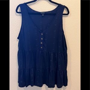 TORRID - Navy Blue Peplum Sleeveless Eyelet Top Sz 2